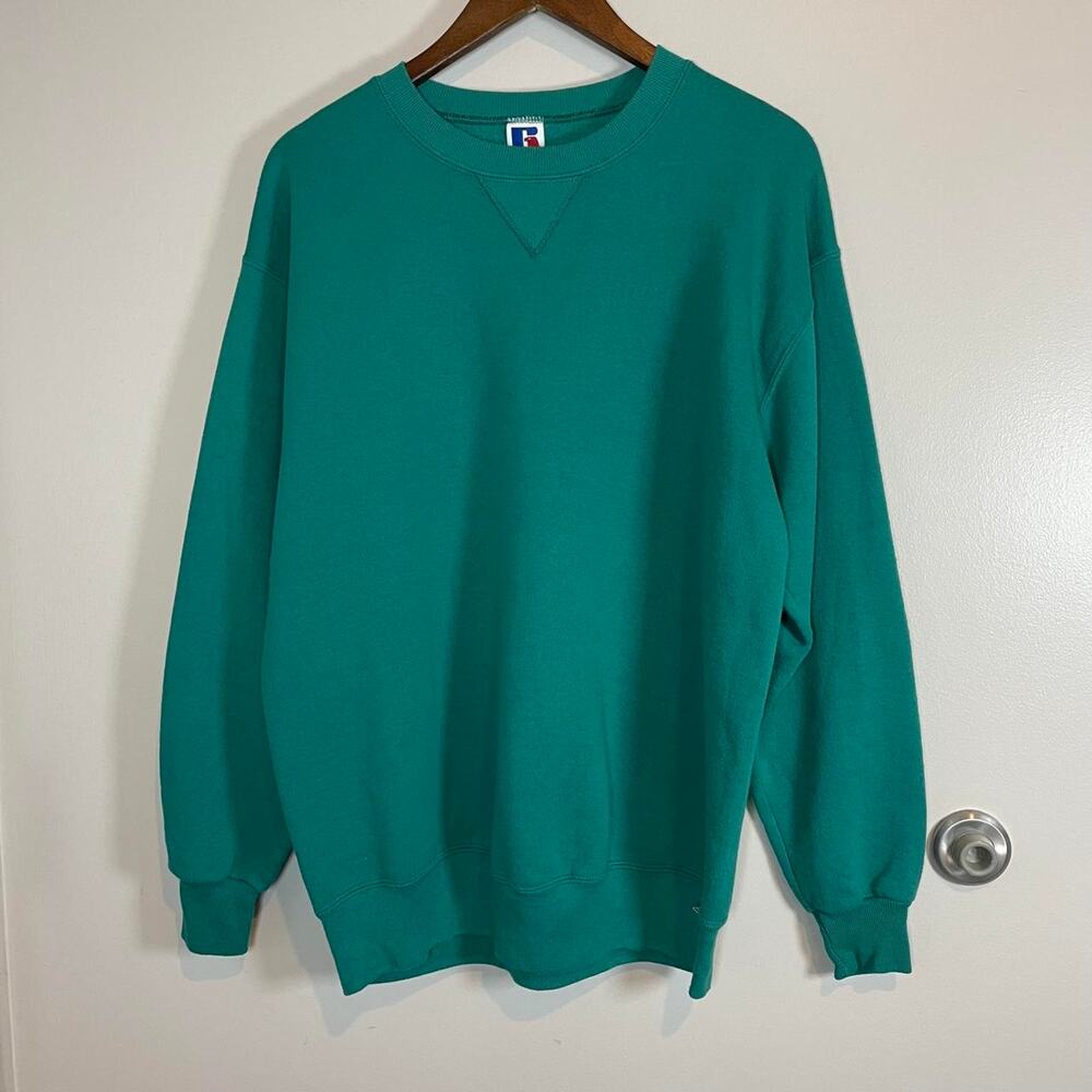 Vintage Russell Athletic Teal Blue size XL Blank Crewneck Sweatshirt